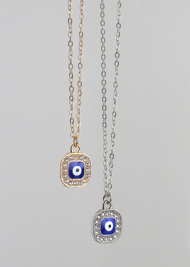 Square Evil Eye Charm Necklace  JEWELRY - Shop Miss A