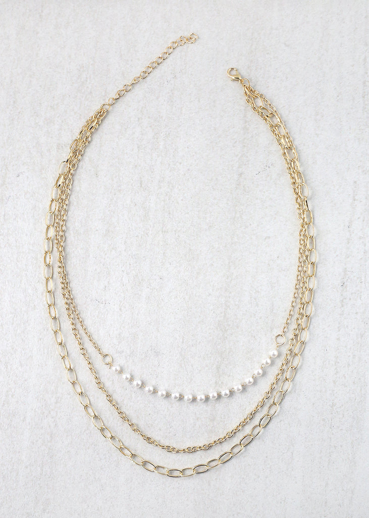 3-Layered Pearl and Chain Necklaces  JEWELRY - Shop Miss A